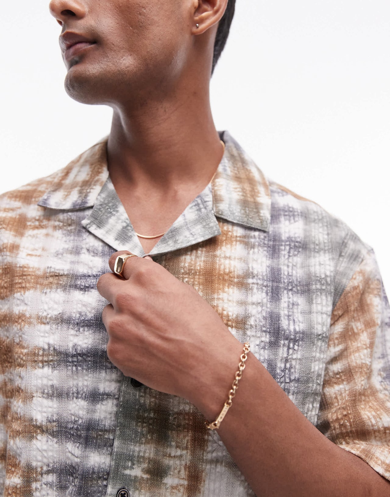 Topman co-ord short sleeve tie dye seersucker shirt in multi