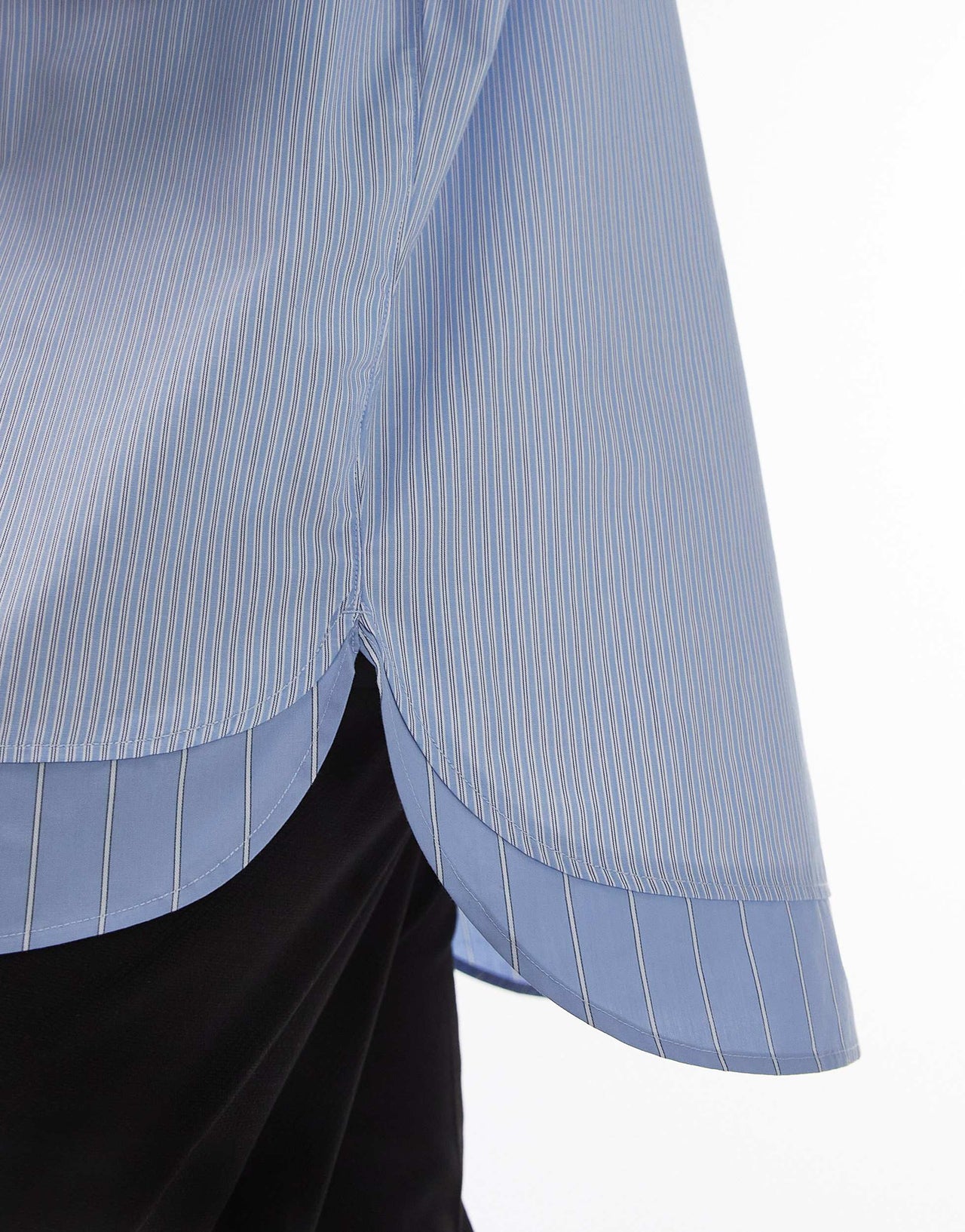 Topman long sleeve oversized spliced blue stripe shirt