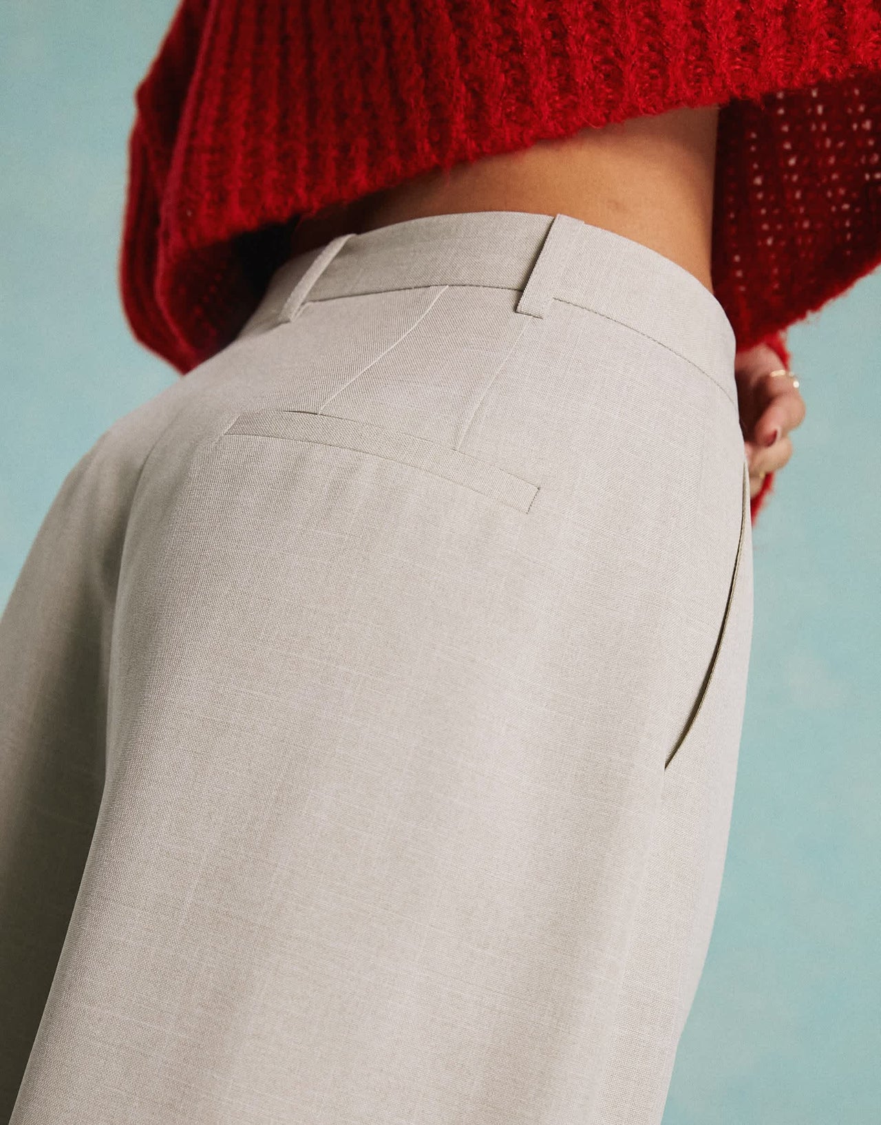 Miss Selfridge wide leg tailored trouser in stone