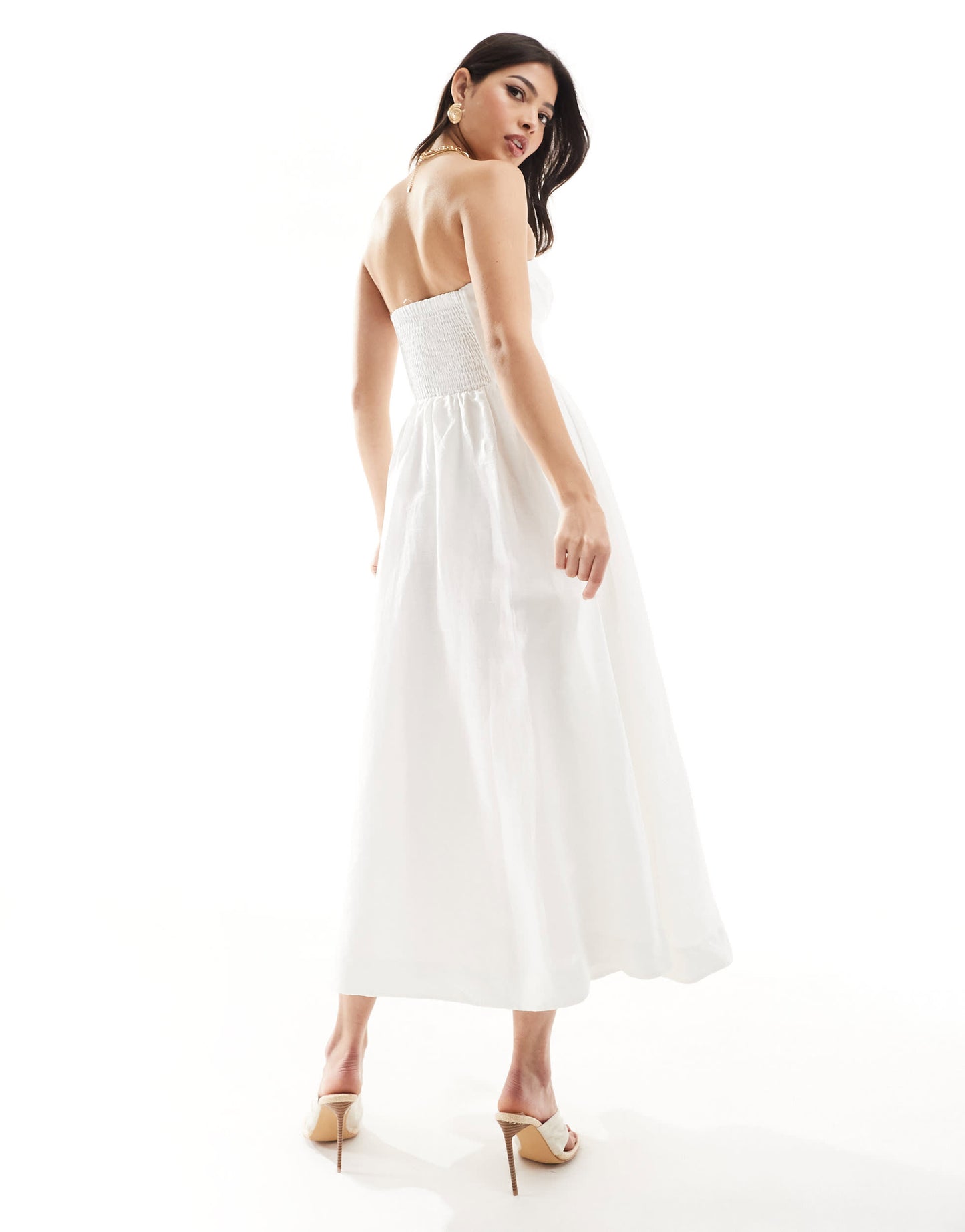 Forever New drop waist bandeau midi dress in porcelain