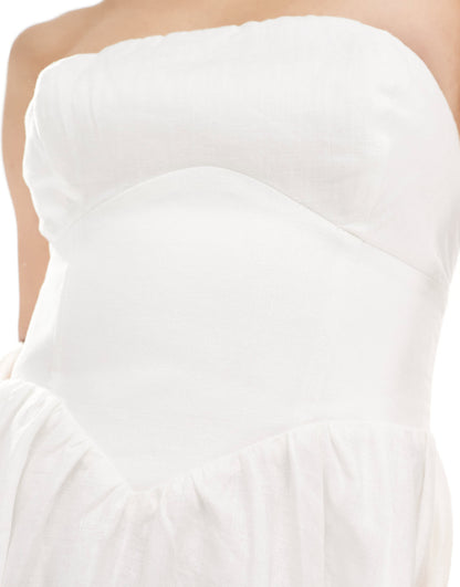 Forever New drop waist bandeau midi dress in porcelain
