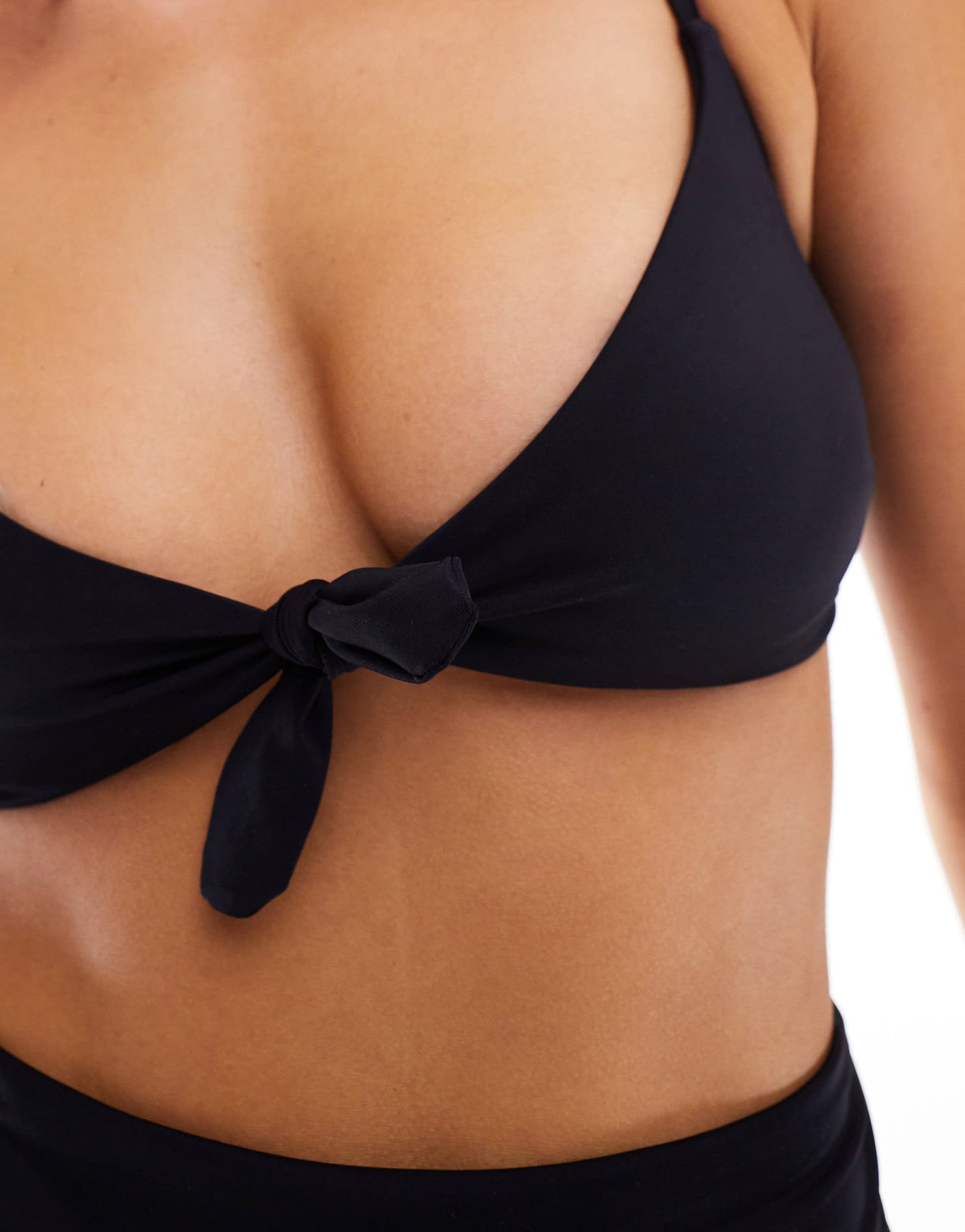 ASOS DESIGN Maya mix and match knot front crop bikini top in black