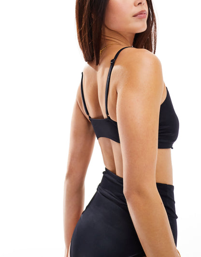 ASOS DESIGN Maya mix and match knot front crop bikini top in black