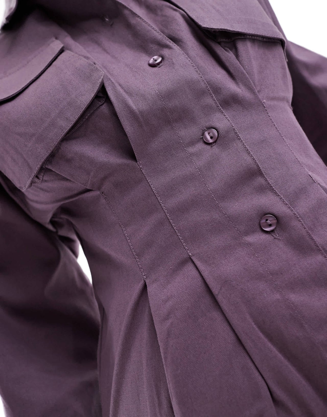 ASOS DESIGN mini twill shirt with utility pocket detailing in violet