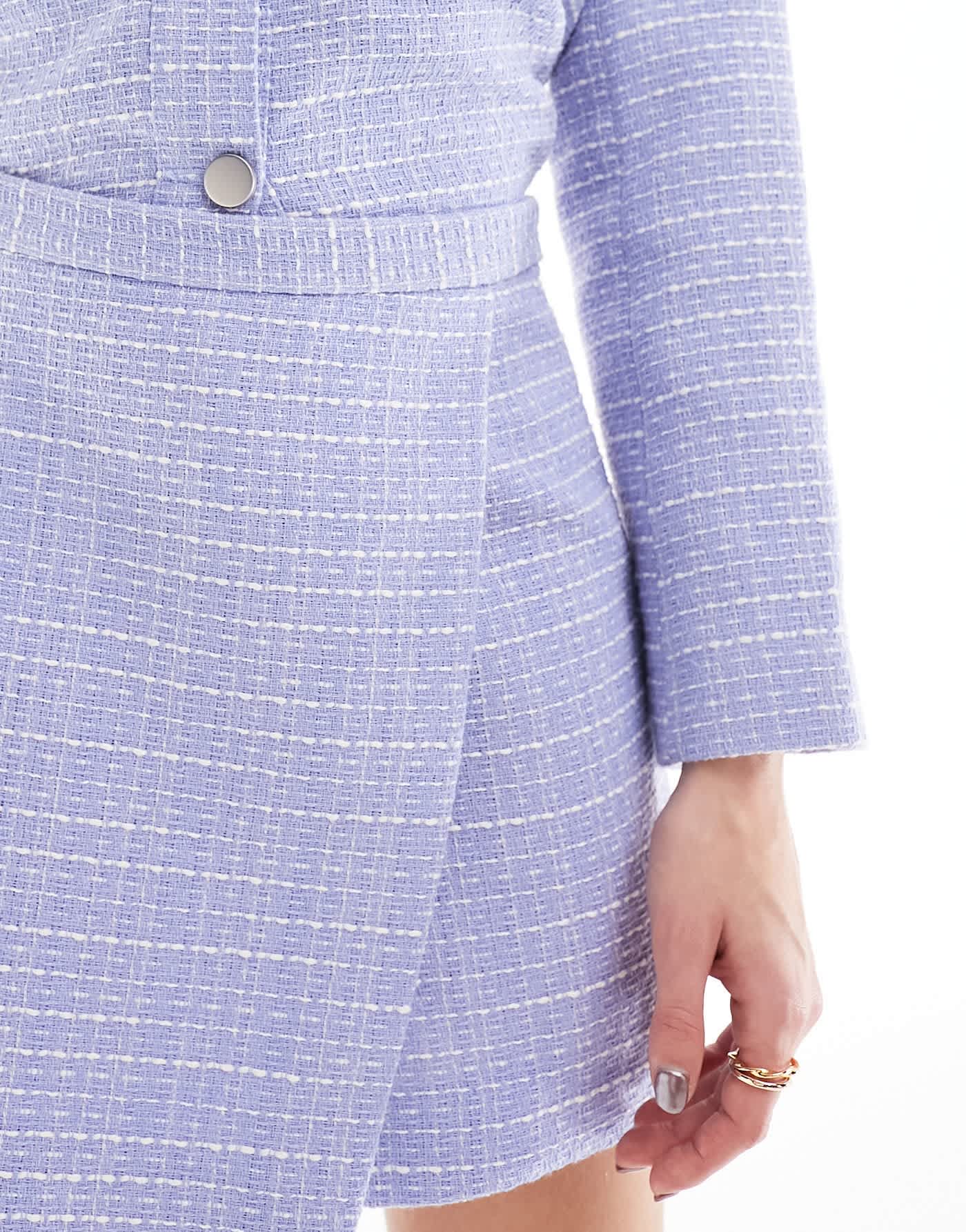 French Connection Effie boucle skort in light blue co-ord