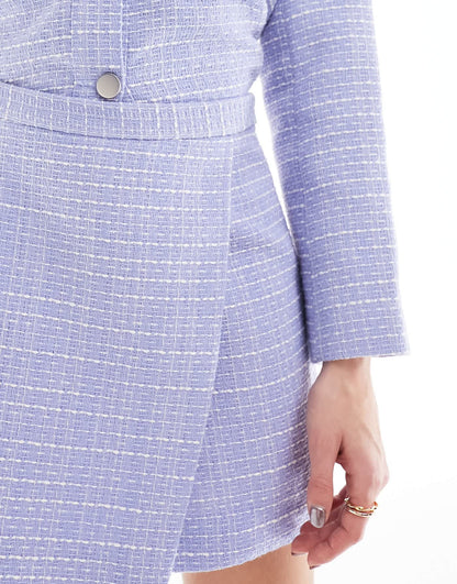 French Connection Effie boucle skort in light blue co-ord