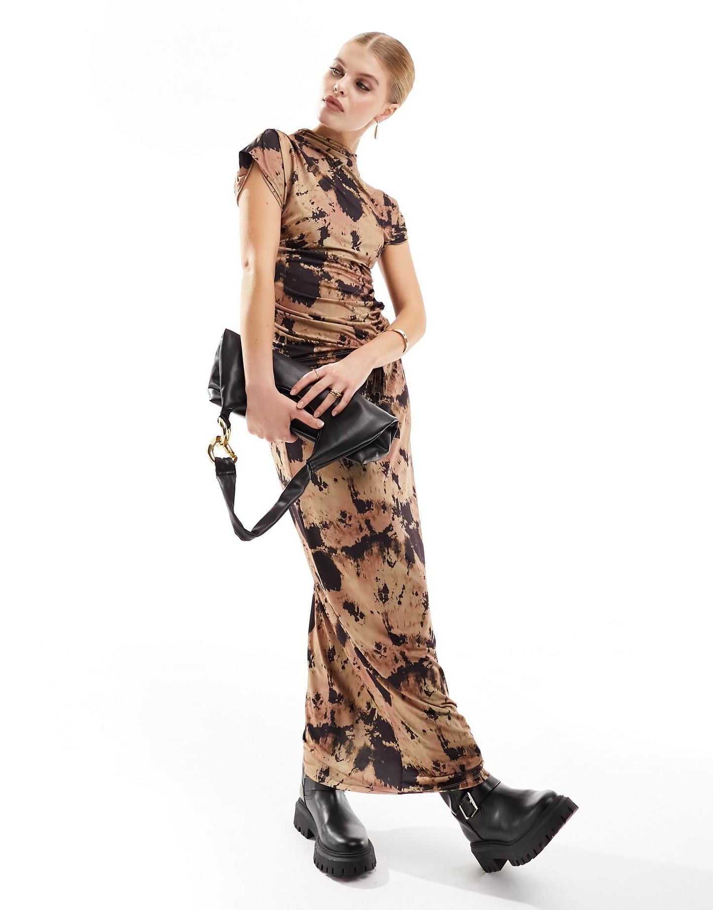 French Connection Riya Ava tie dye print midi skirt in neutral print co-ord