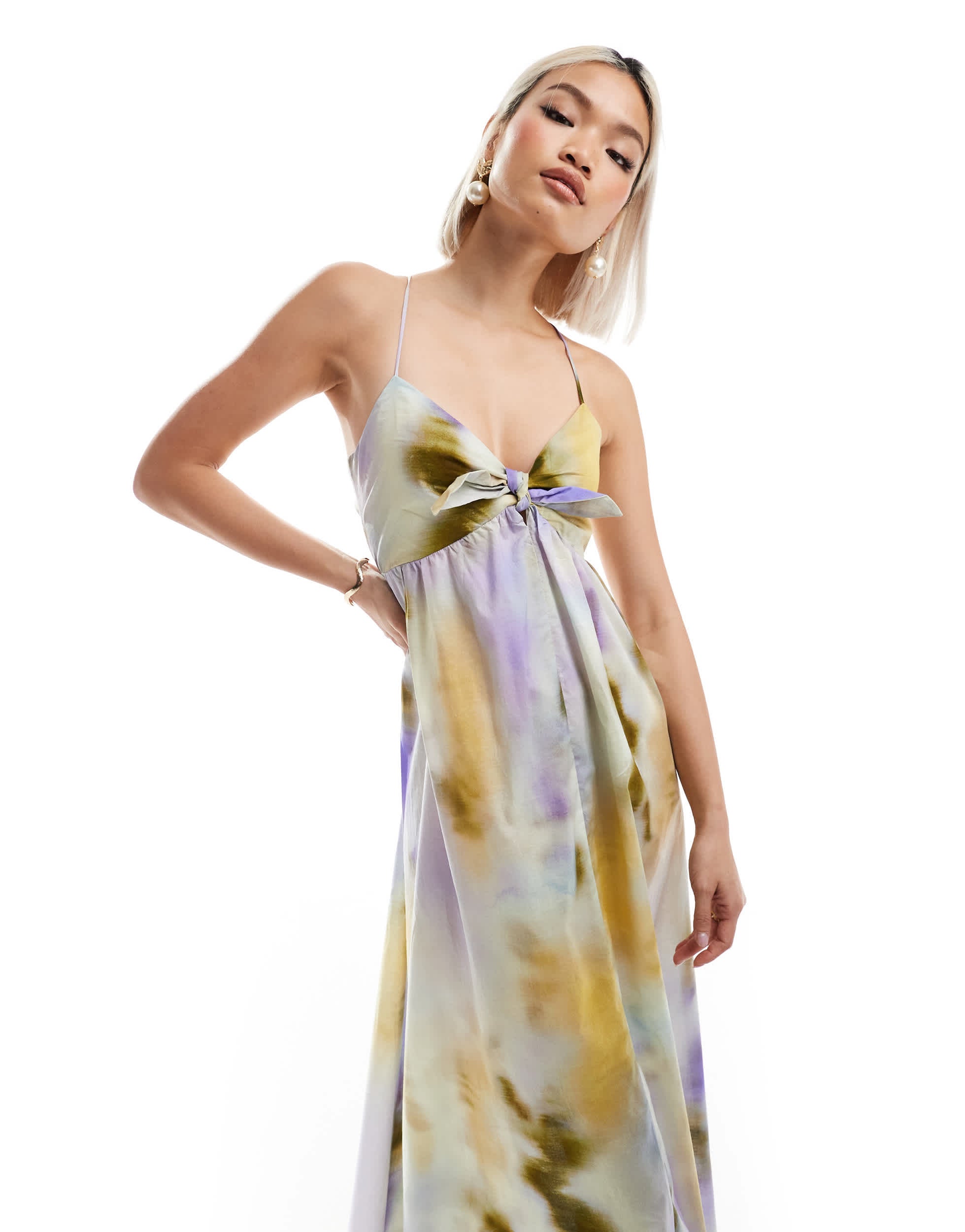 Edited tiered cotton midaxi skirt in purple dress