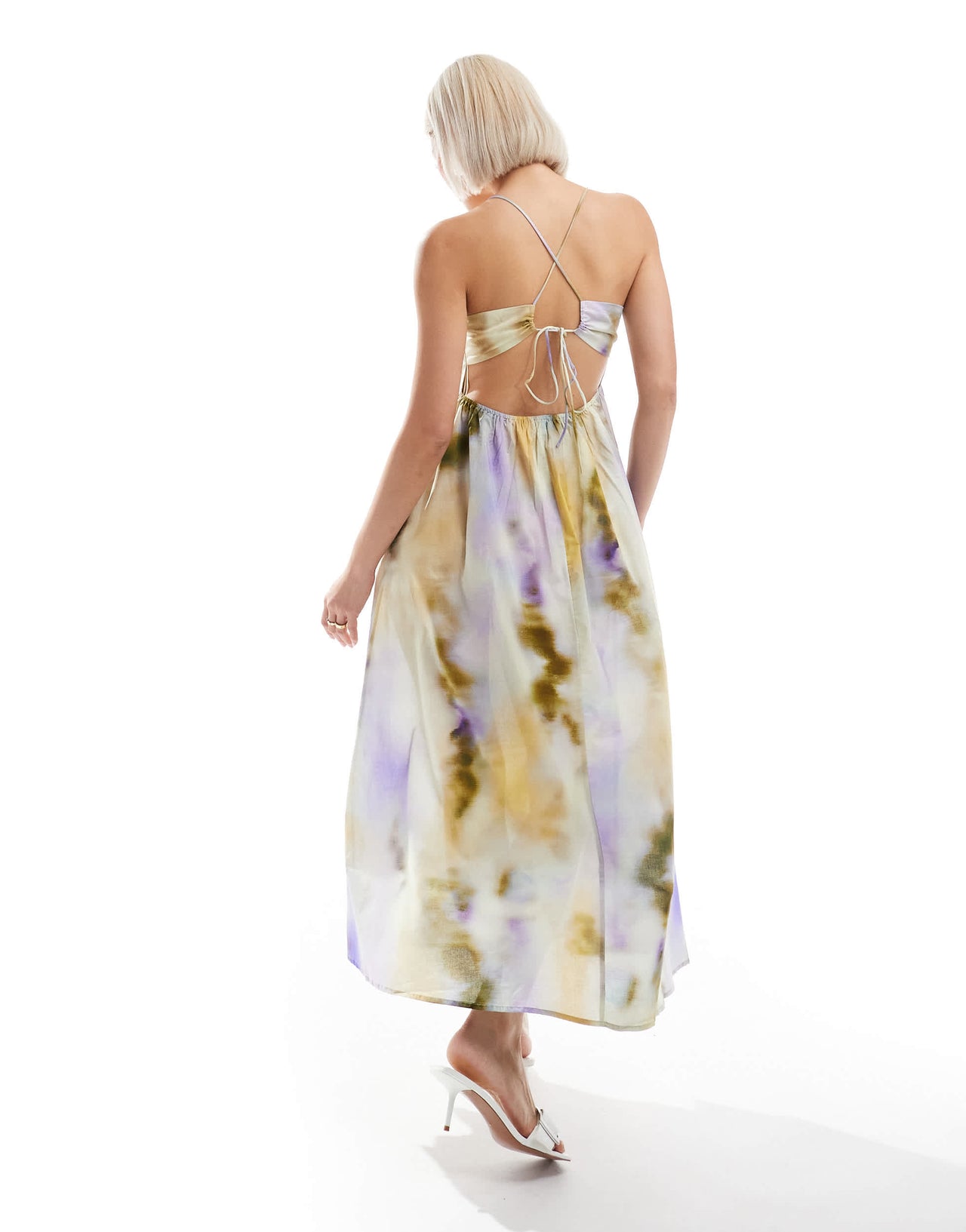 Edited tiered cotton midaxi skirt in purple dress