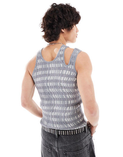 COLLUSION wavy knitted vest in grey