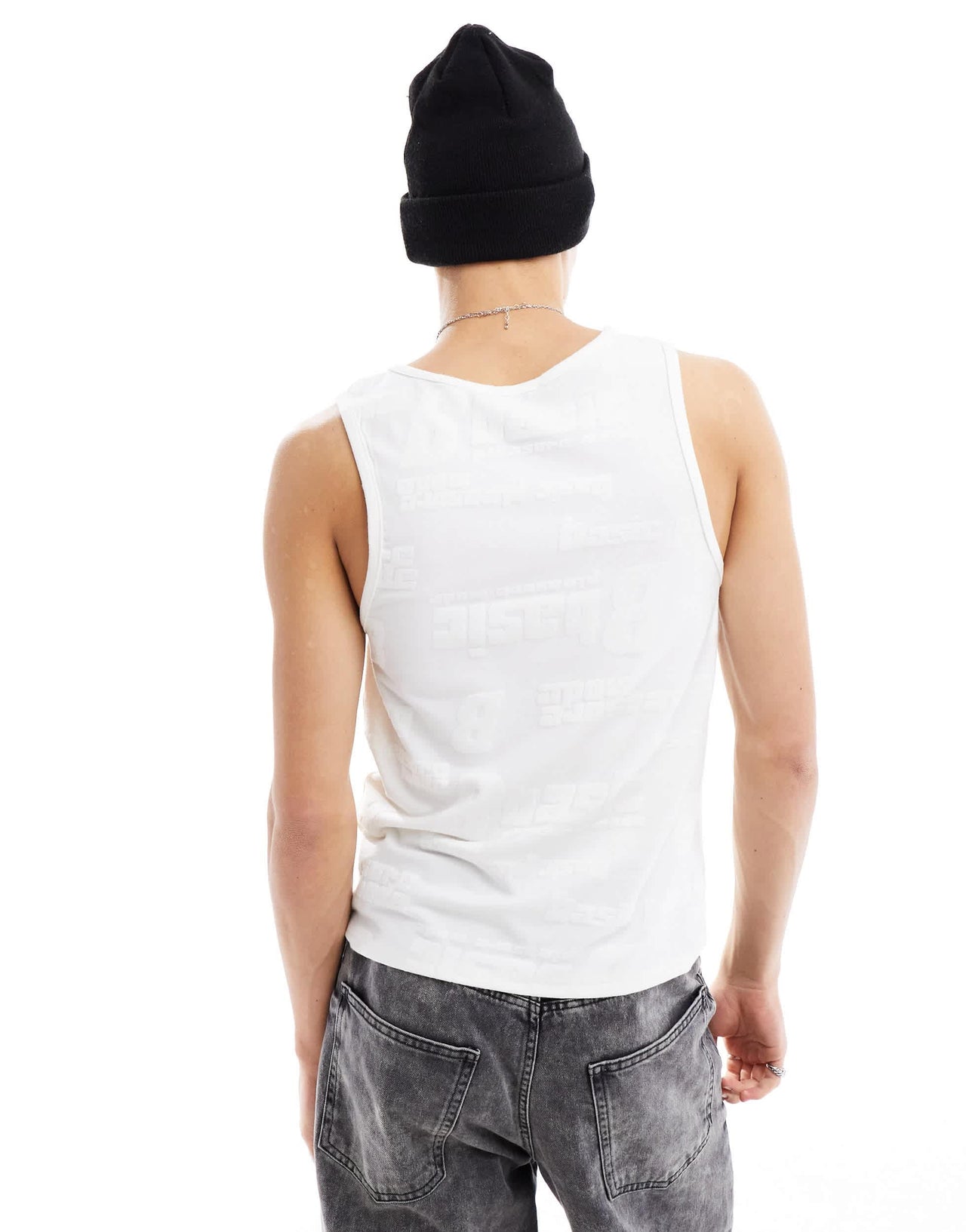 Basic Pleasure Mode jaquard tank top in white