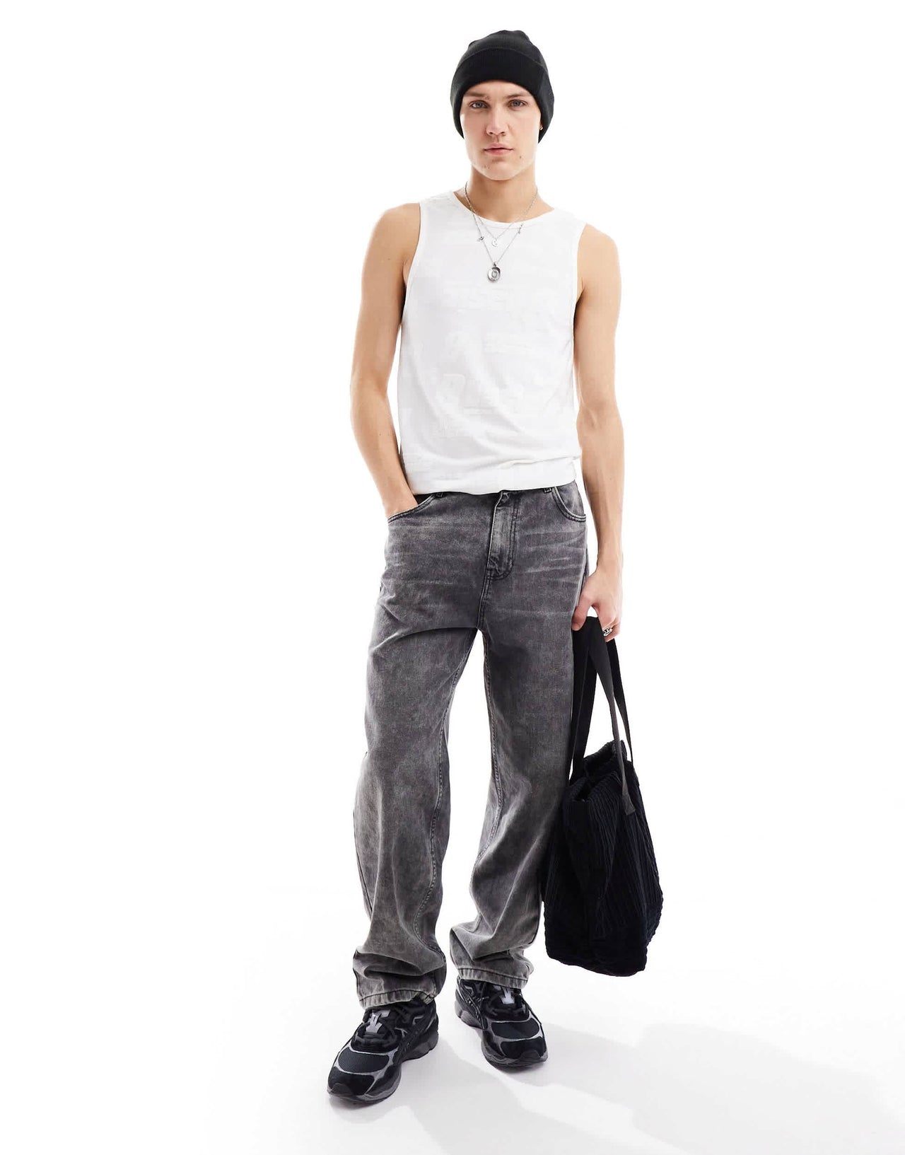 Basic Pleasure Mode jaquard tank top in white