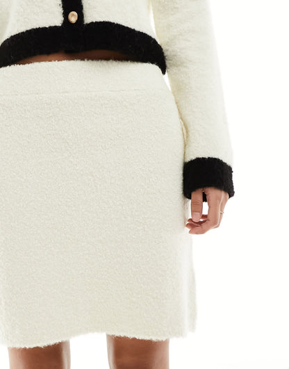 ASOS DESIGN knitted mini skirt co-ord in cream