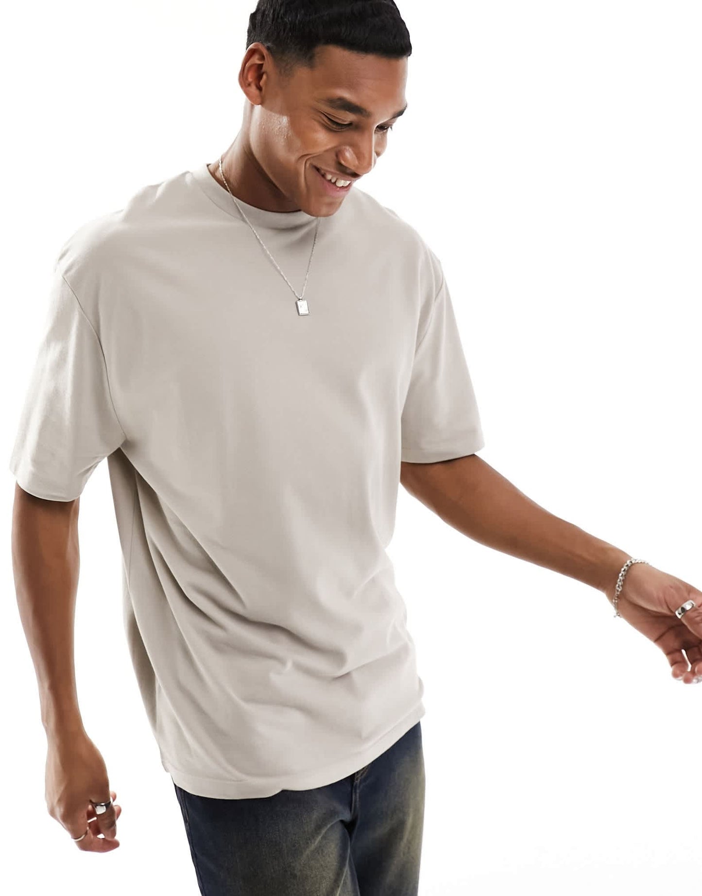 ASOS DESIGN oversized pique t-shirt in stone