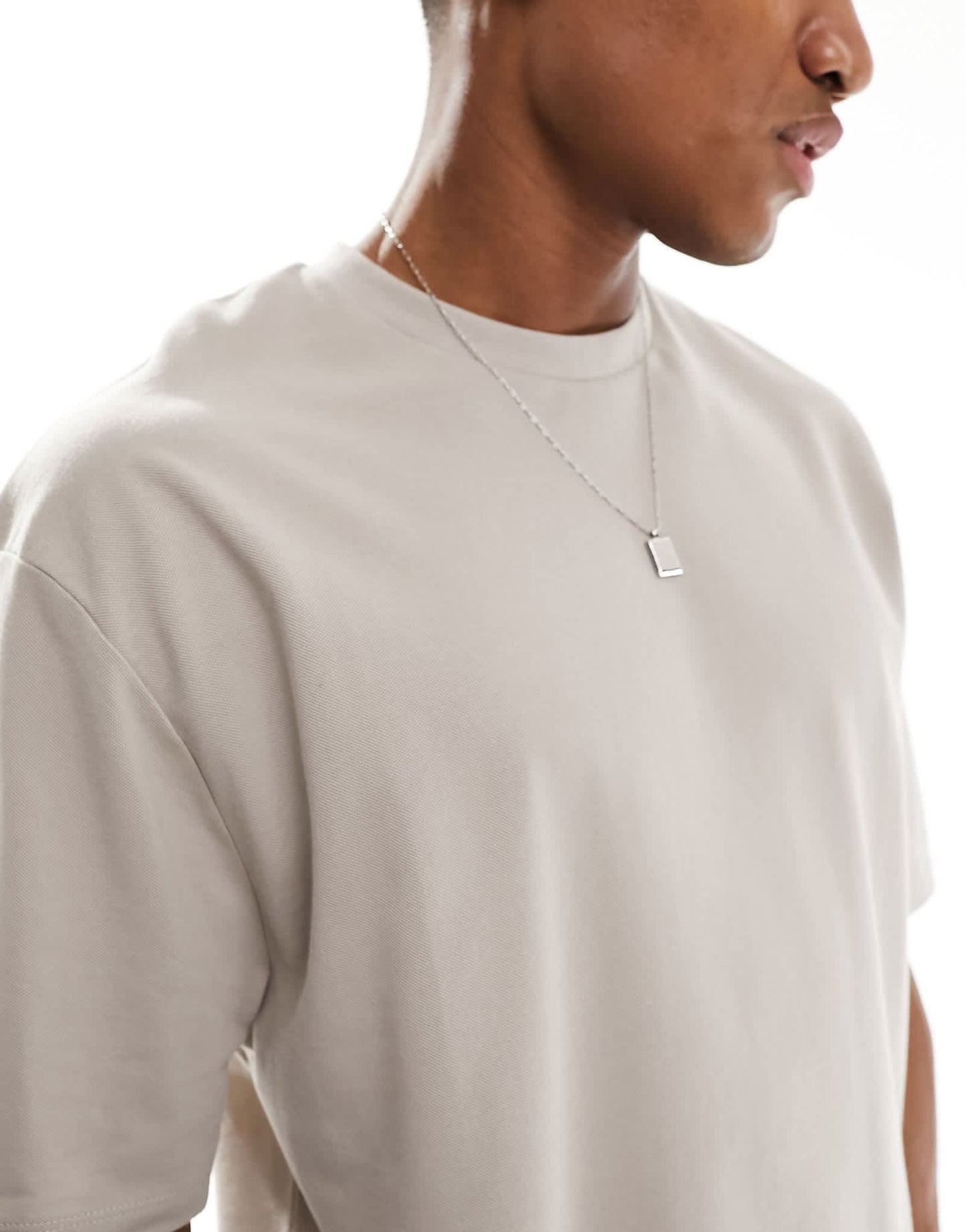 ASOS DESIGN oversized pique t-shirt in stone