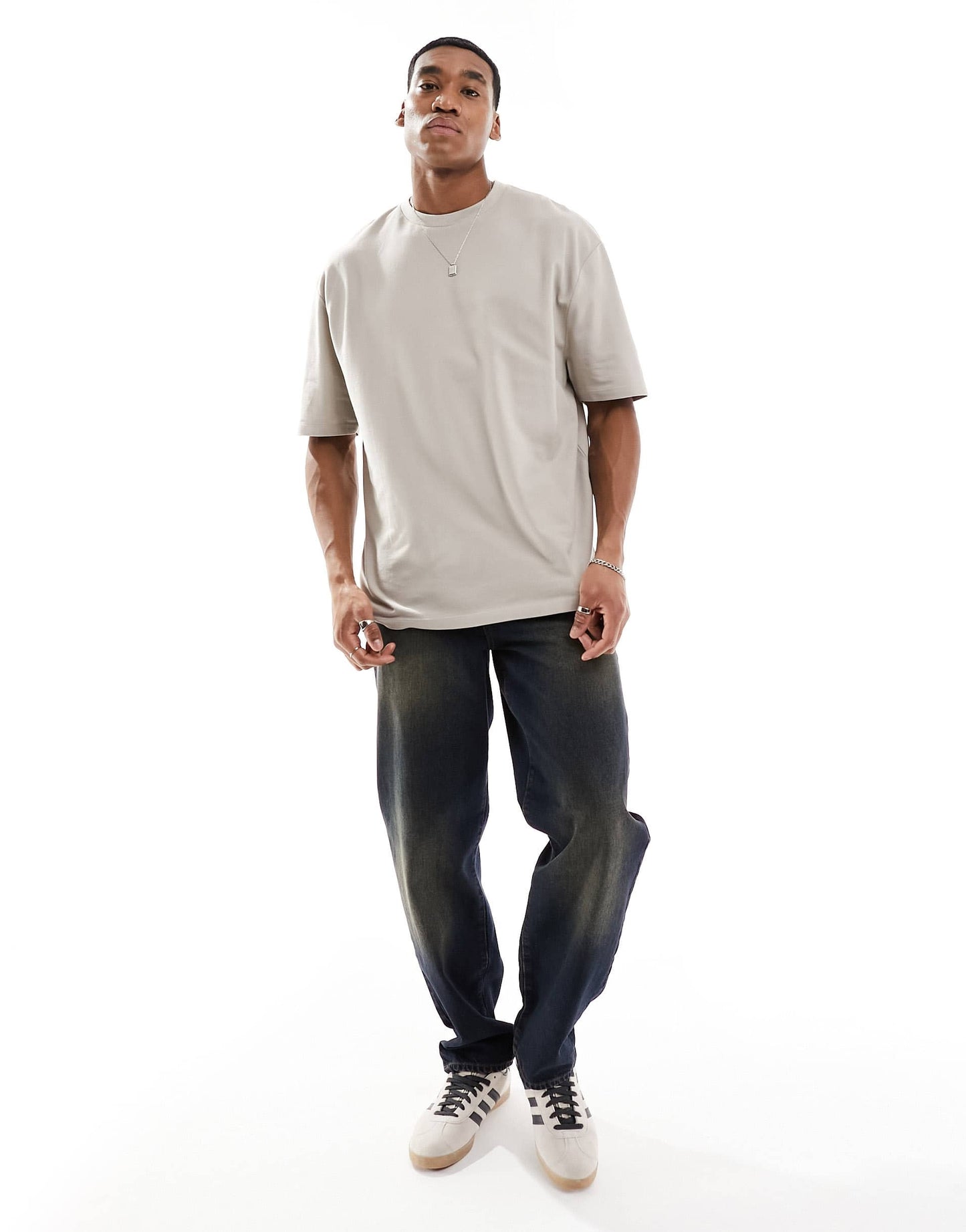 ASOS DESIGN oversized pique t-shirt in stone
