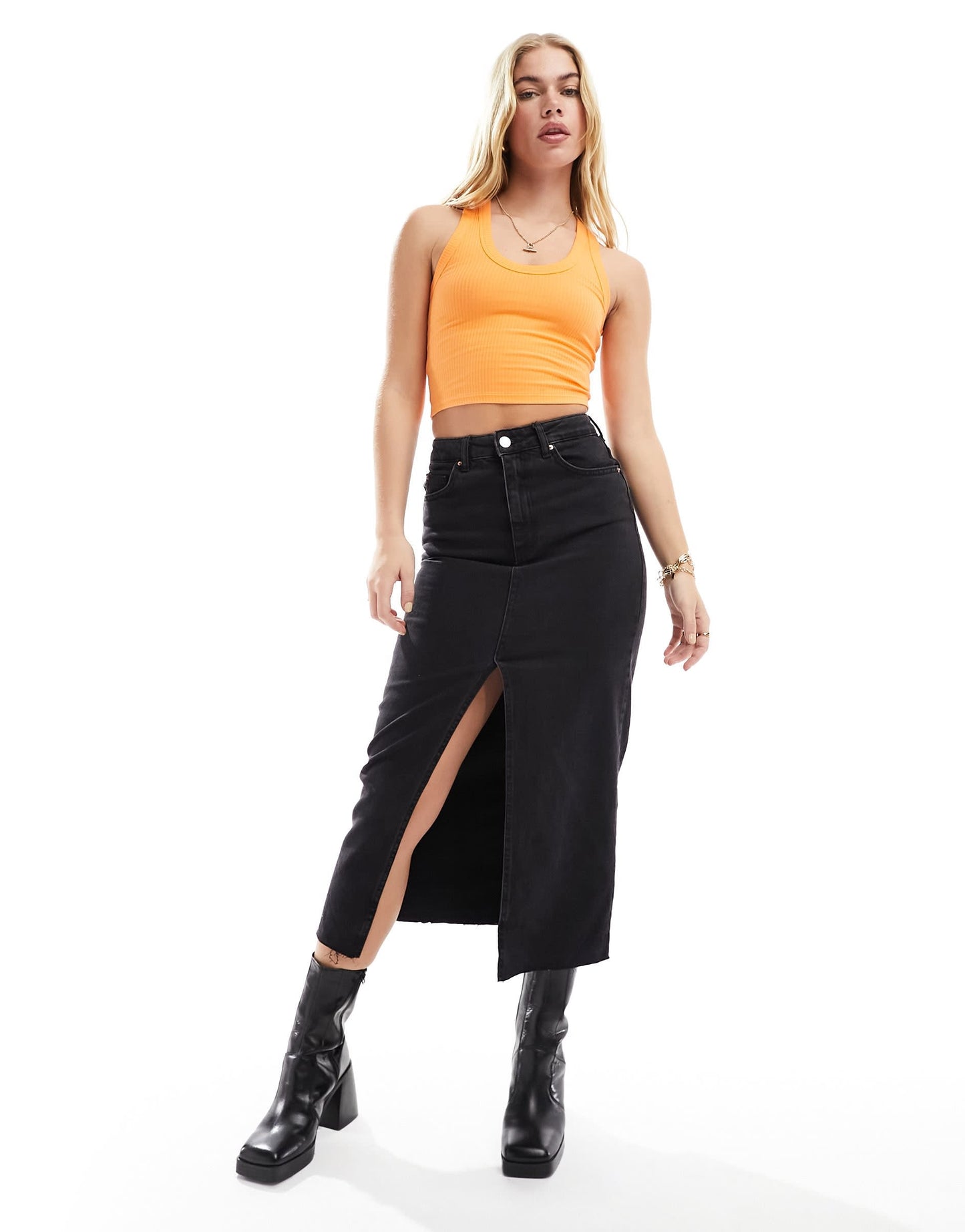 Urban Revivo scoop neck tank top in orange