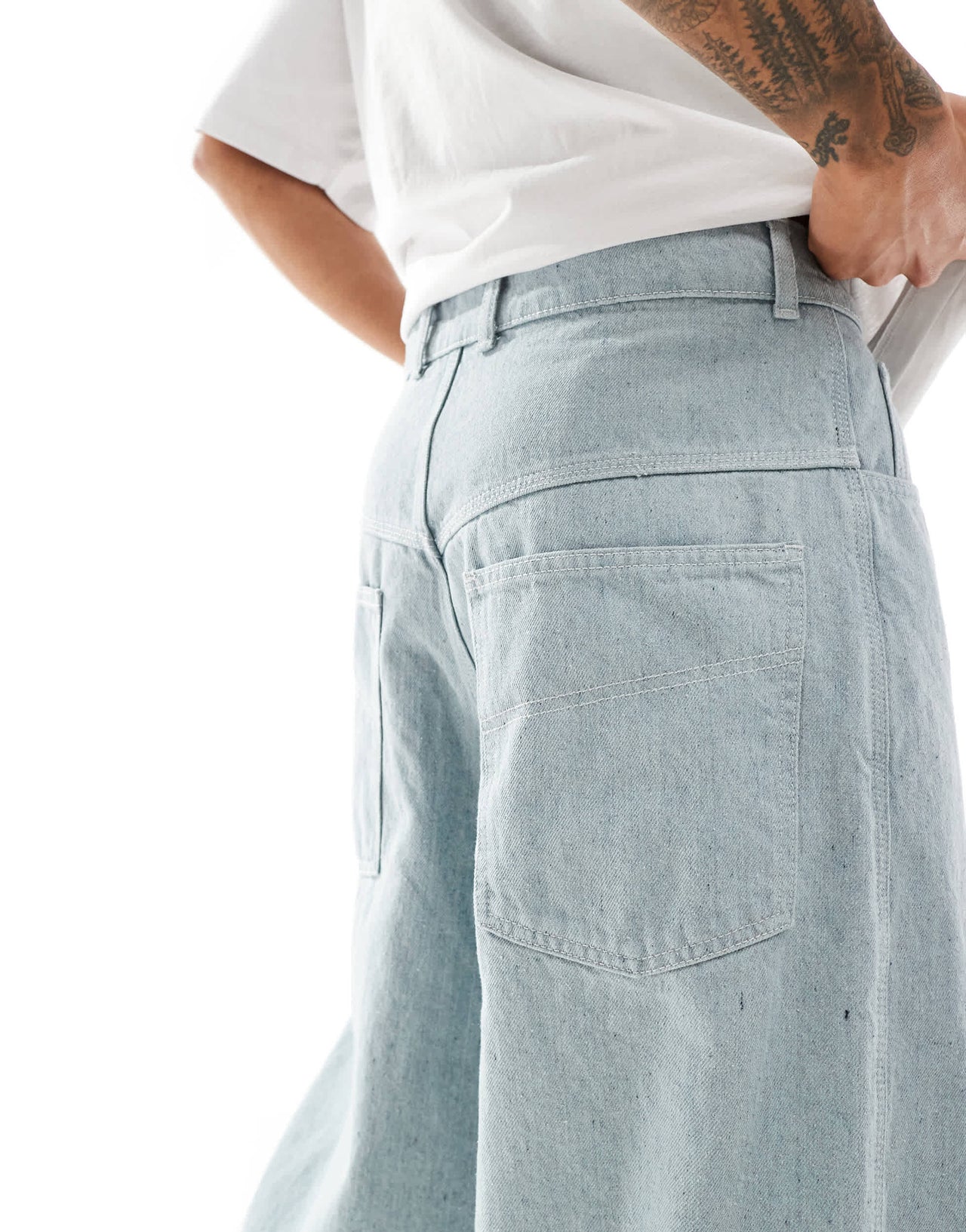 COLLUSION X002 baggy jeans in lightwash blue grey with turn ups - GREY