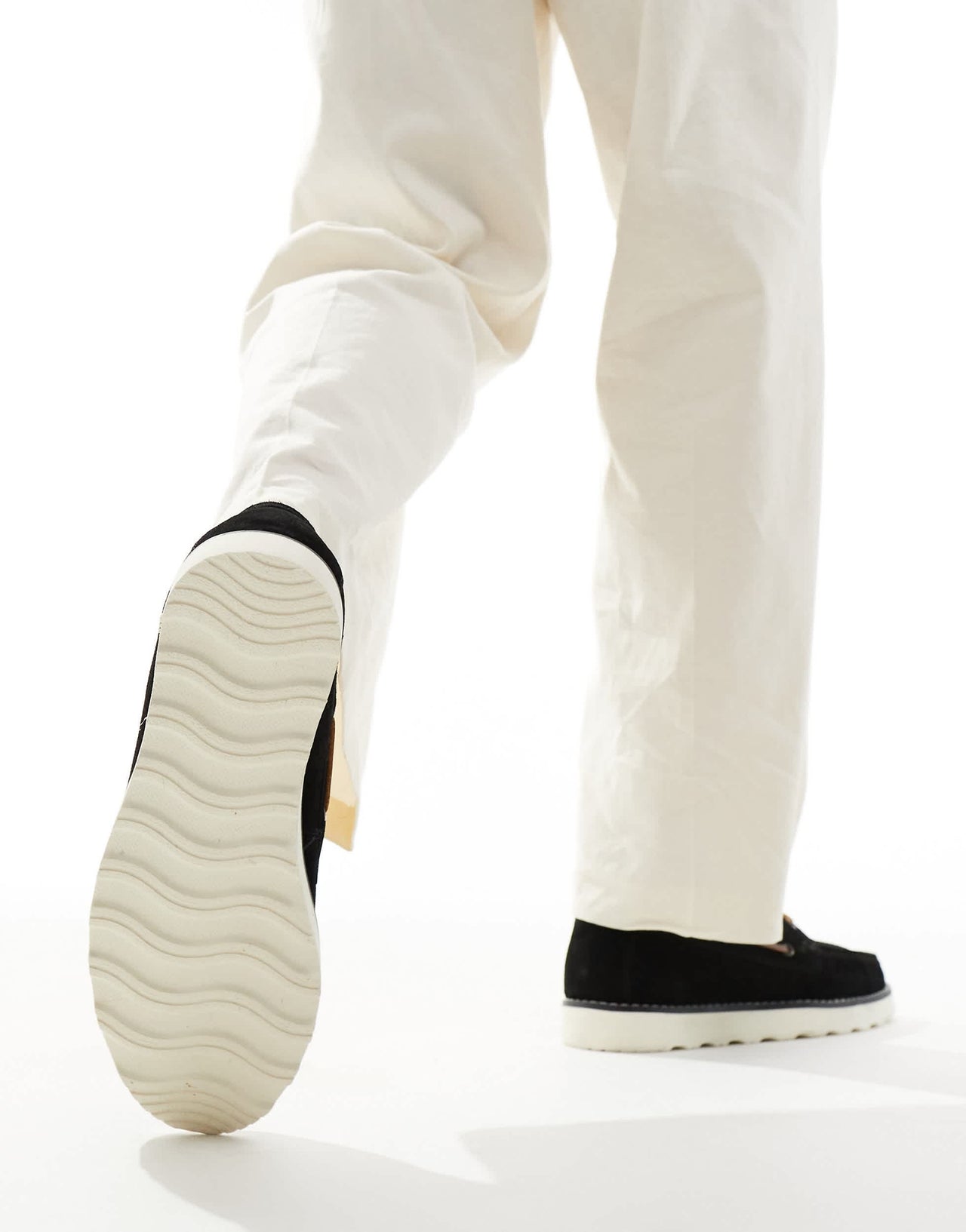 ASOS DESIGN lace up boat shoes in black suede