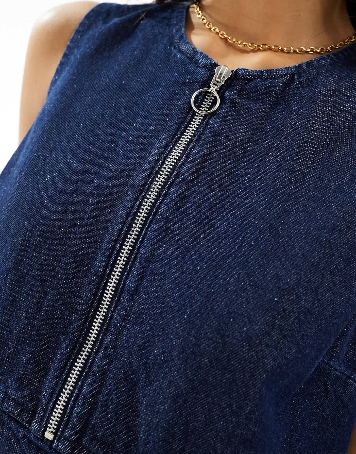 Nobody's Child Homerton denim mini pinny dress in blue