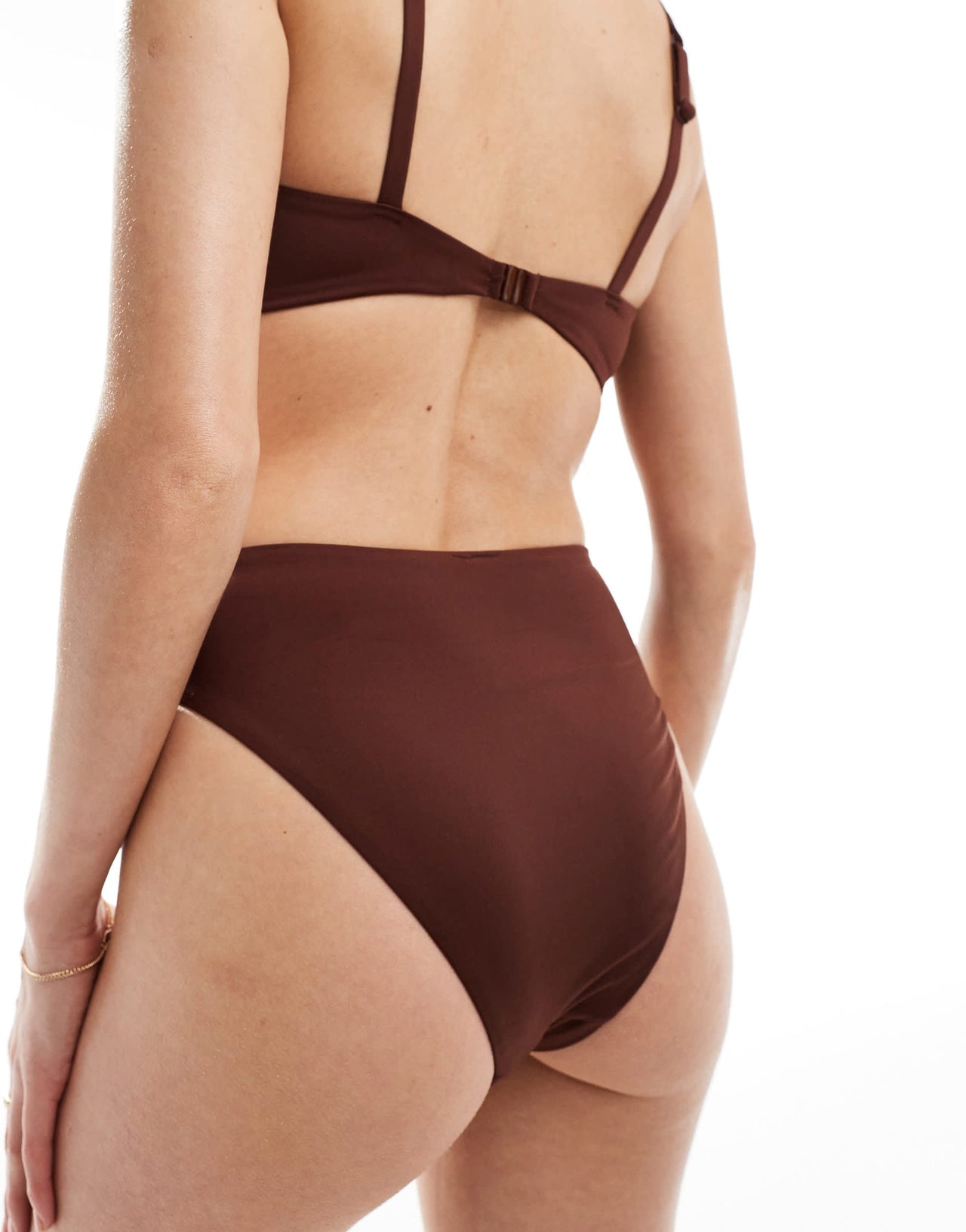 ASOS DESIGN Maya mix & match high leg high waist bikini bottom in chocolate brown