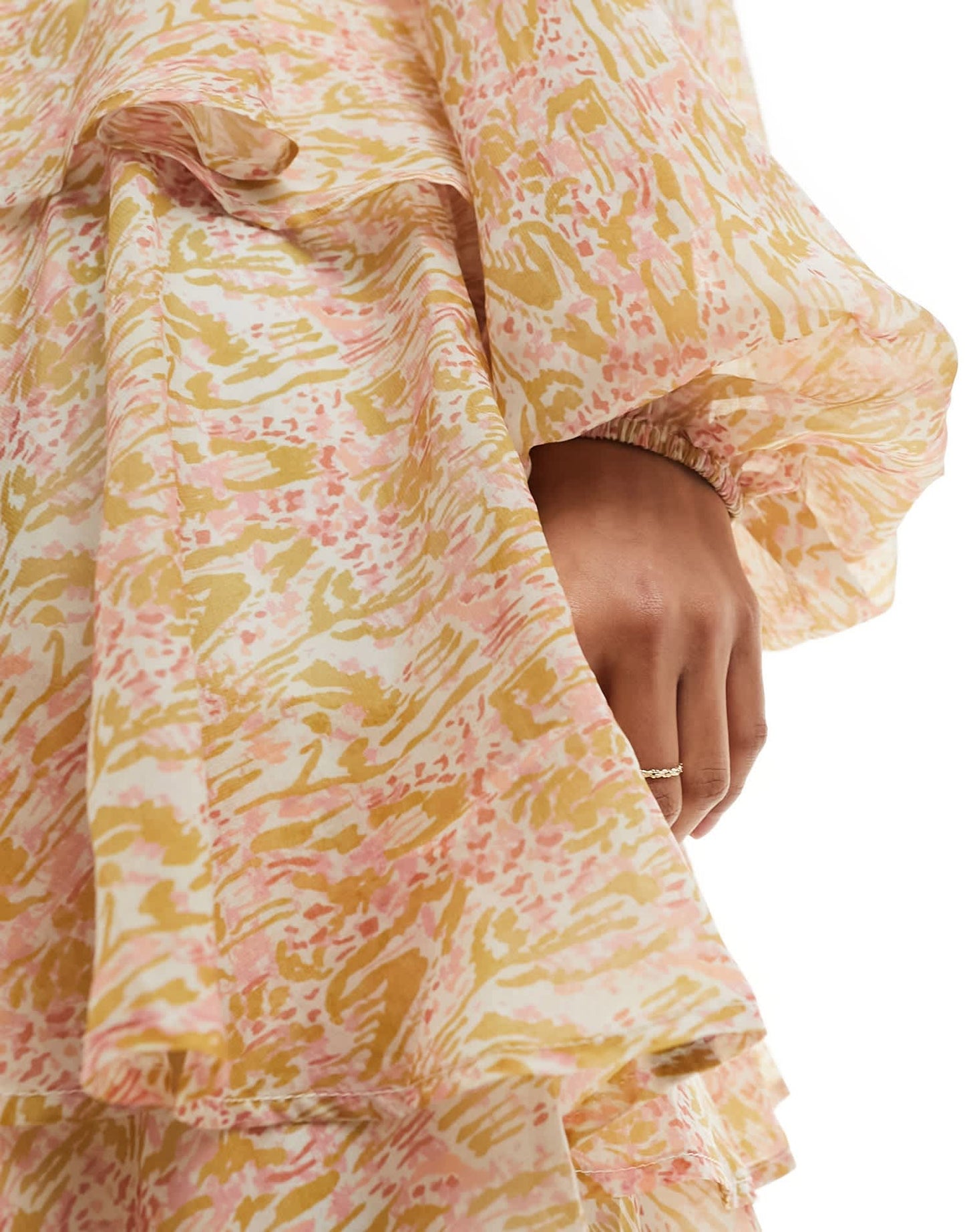 Pretty Lavish balloon sleeve tiered midaxi dress in animal sorbet