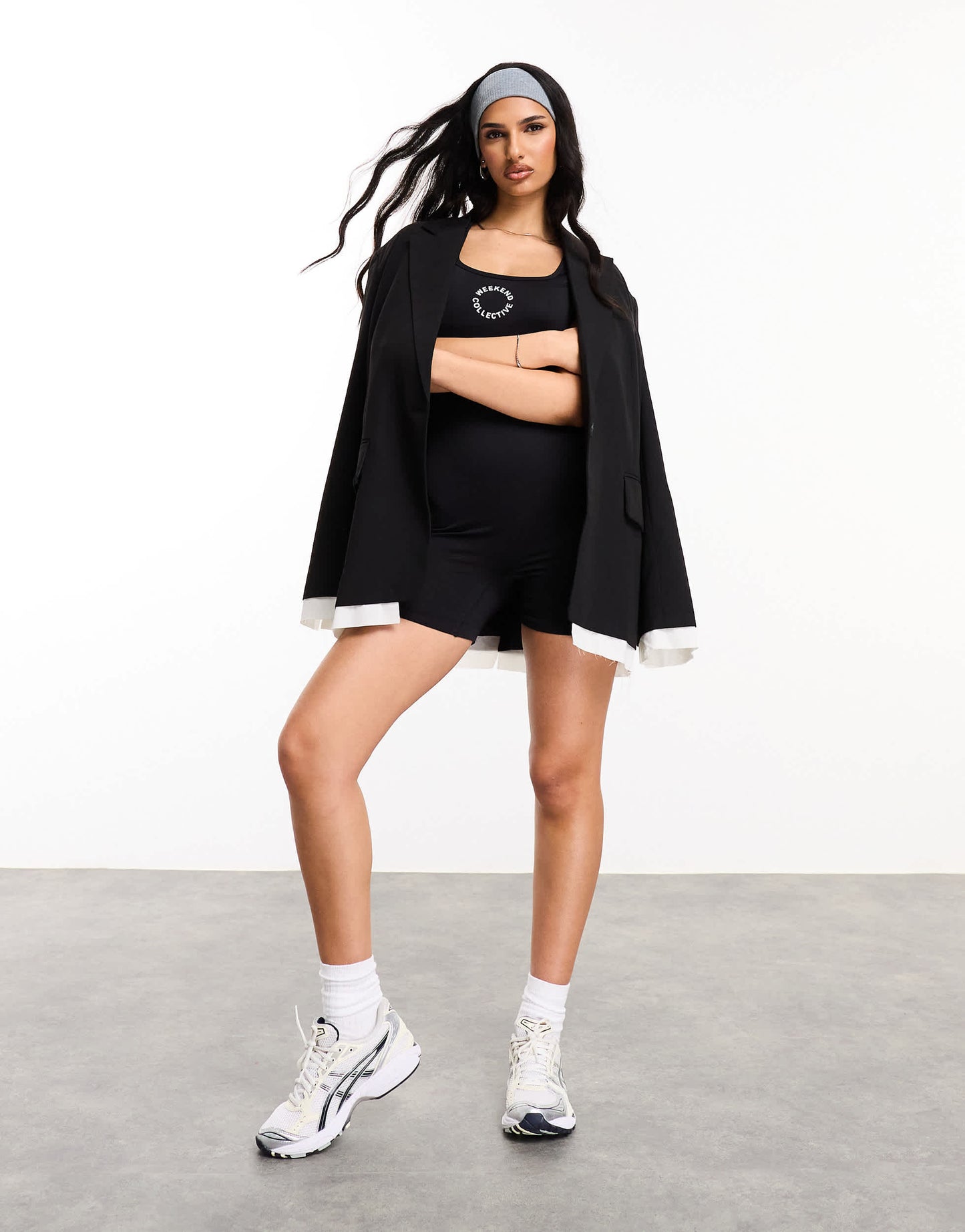ASOS Weekend Collective seamless romper with logo in black