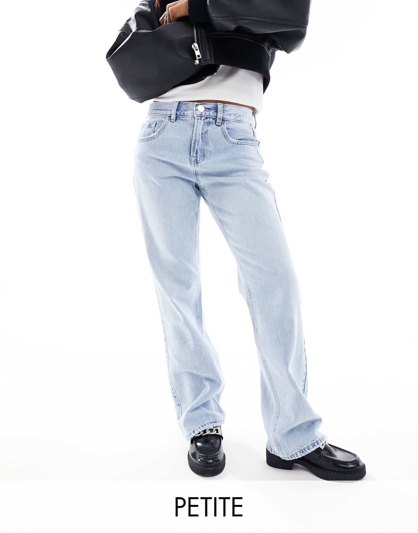 Stradivarius Petite STR straight leg jean in light blue
