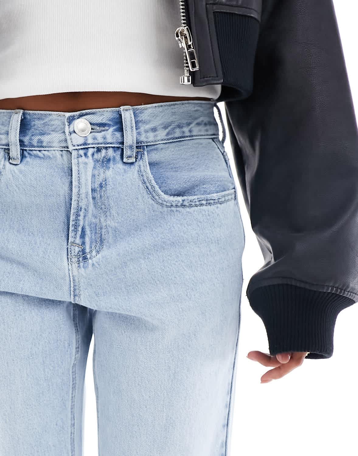 Stradivarius Petite STR straight leg jean in light blue
