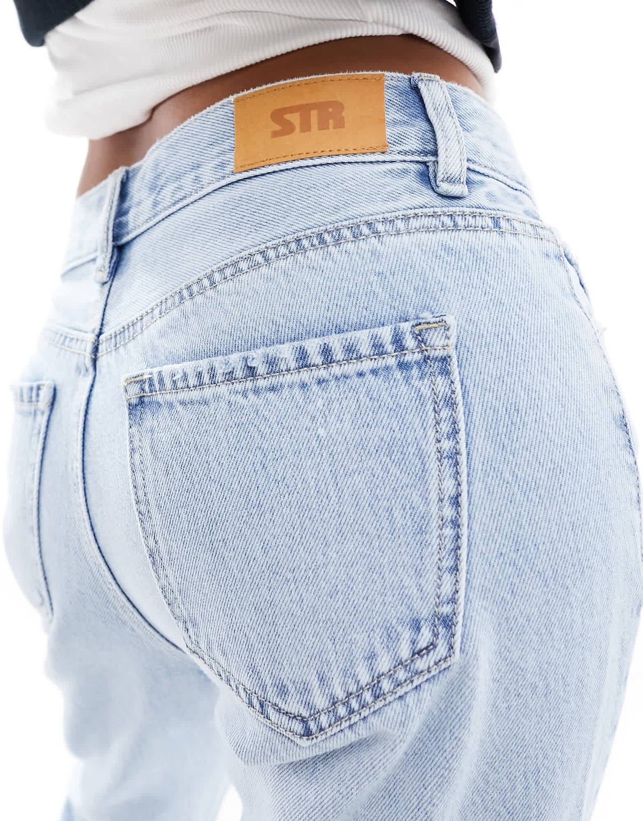Stradivarius Petite STR straight leg jean in light blue