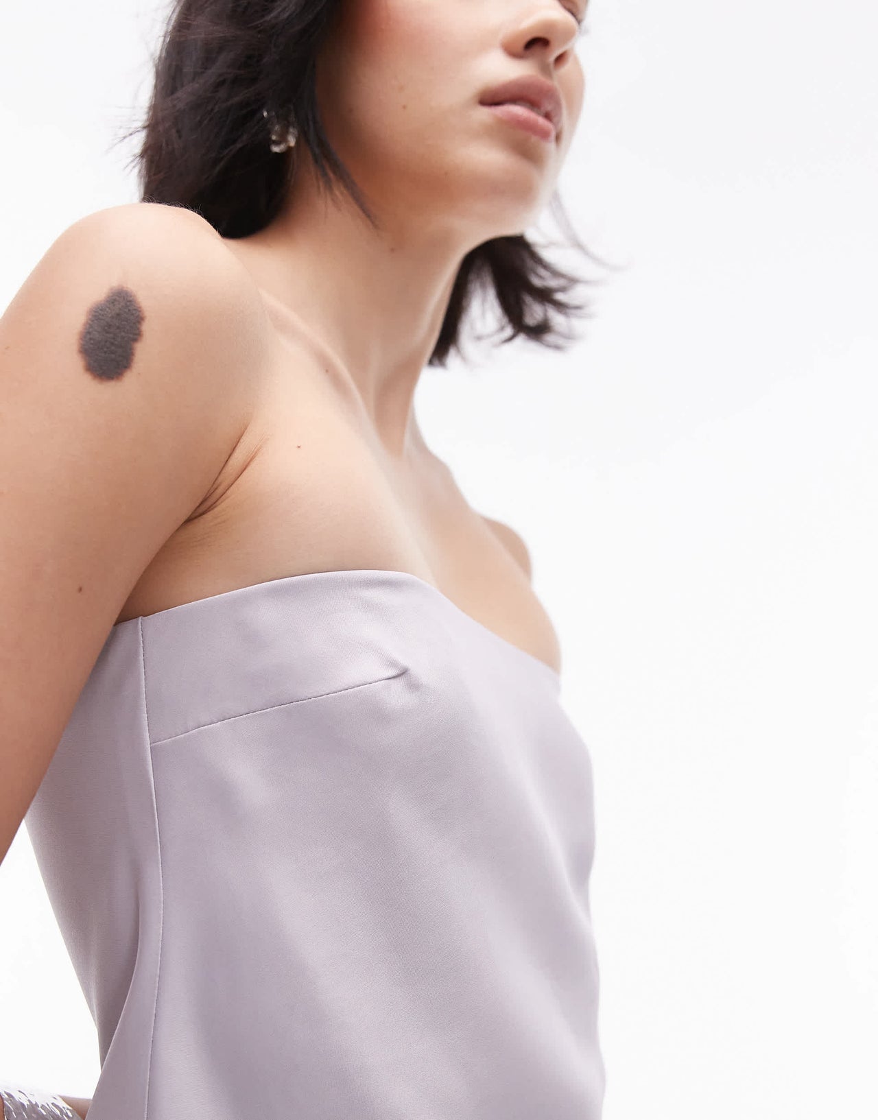 Topshop satin longline bandeau in mauve