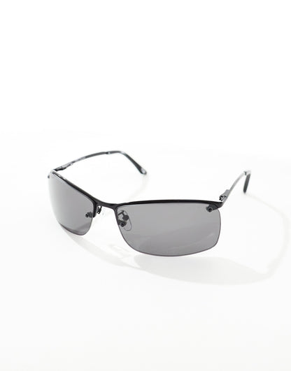 AIRE vega metal rectangle sunglasses in black