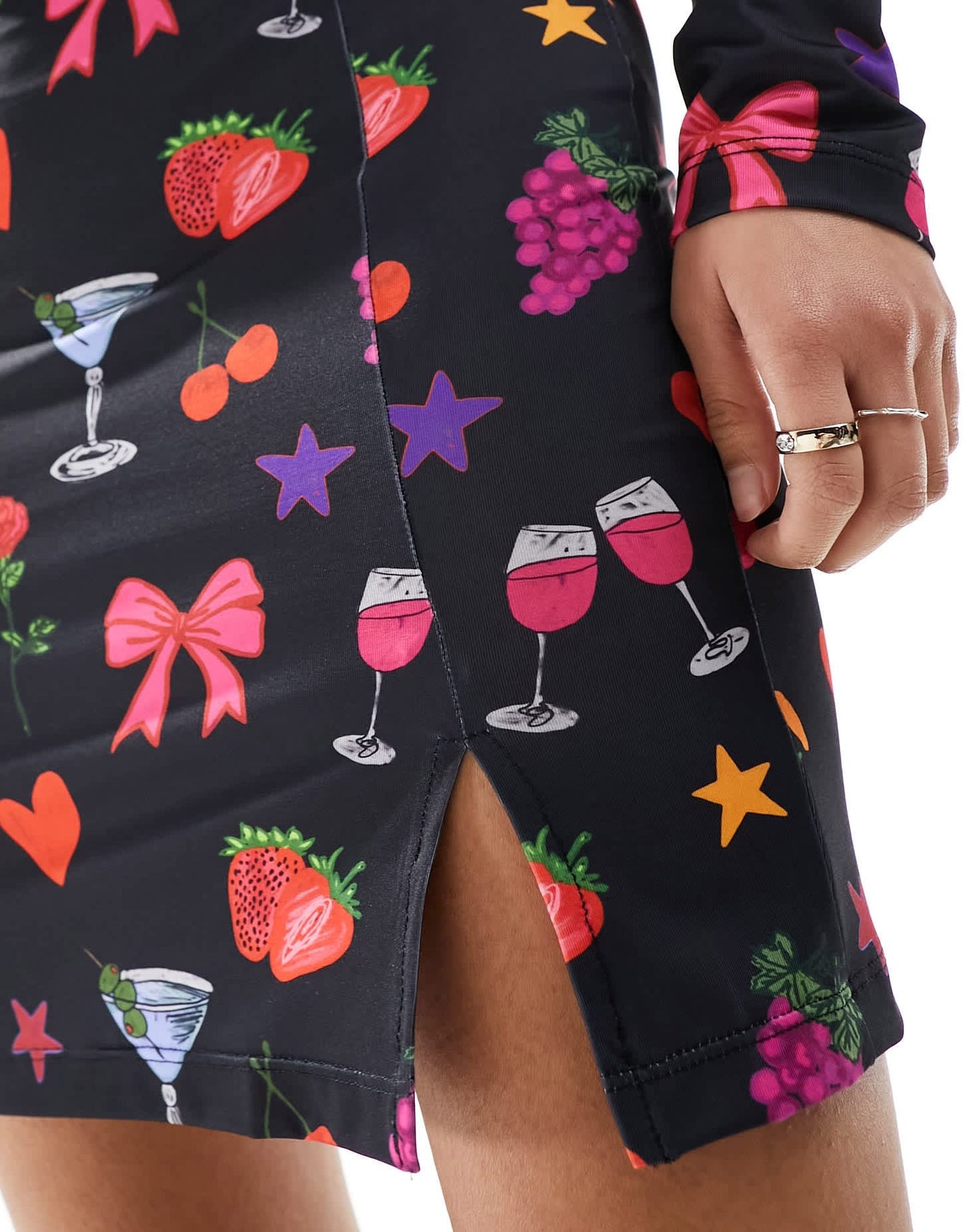 ASOS DESIGN mini skirt co ord in black graphic print