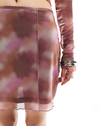 ONLY mesh midi skirt co-ord in tie dye print