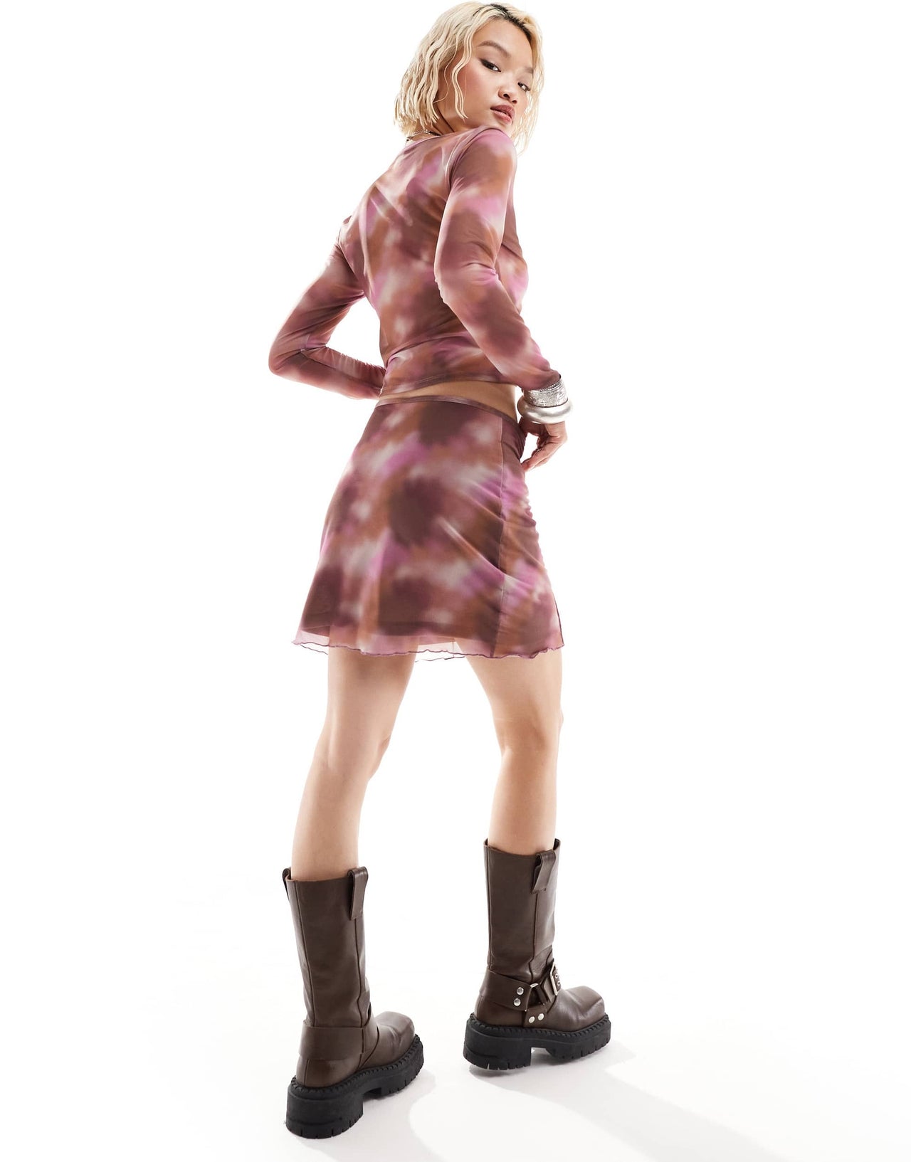 ONLY mesh midi skirt co-ord in tie dye print