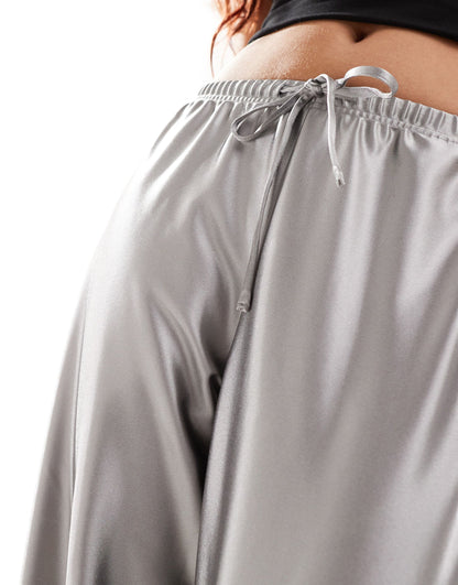 ONLY wide leg trouser in liquid silver