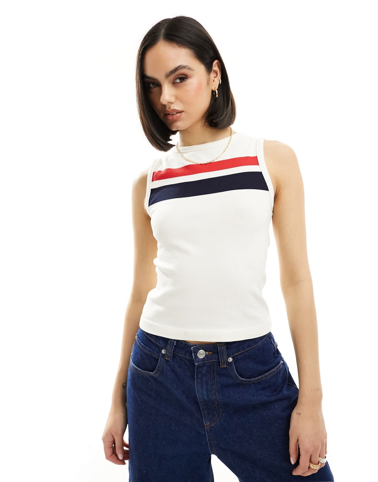 ASOS DESIGN seamless sculpting striped tank in multi