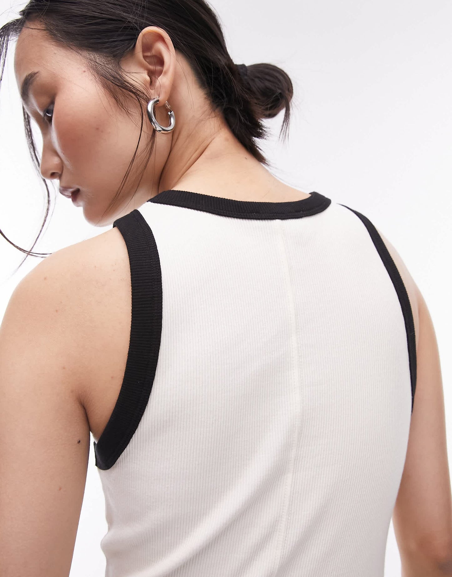 Topshop contrast rib slim vest in off  white
