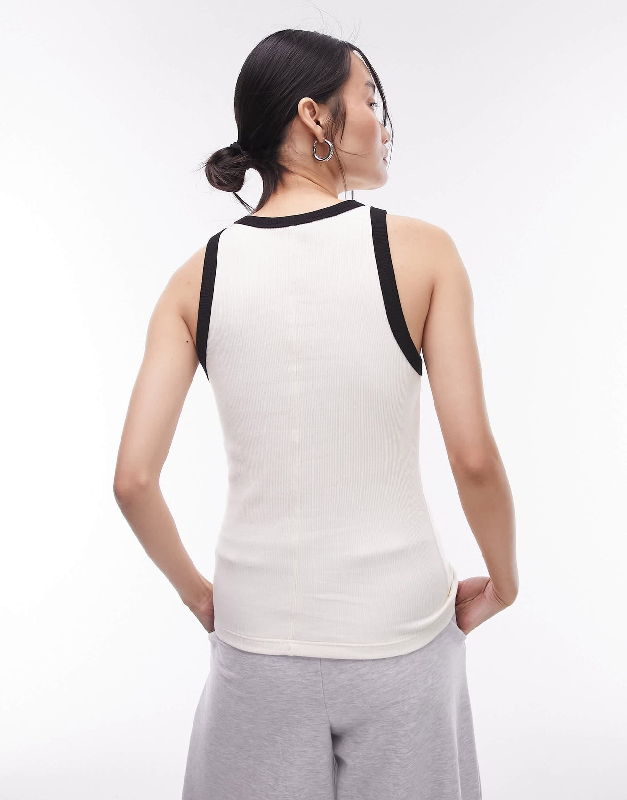 Topshop contrast rib slim vest in off  white