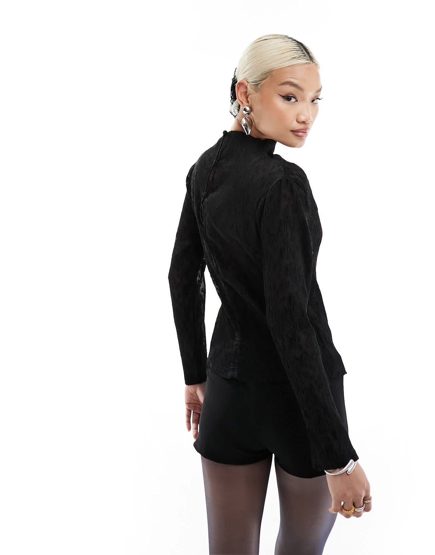 Ghospell draped lace top in black