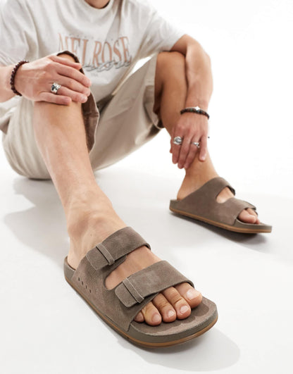 Reef Ojai two bar sandals in brown suede