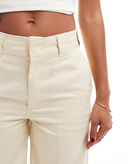 Dickies wide leg work trousers in cream