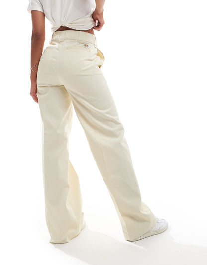 Dickies wide leg work trousers in cream