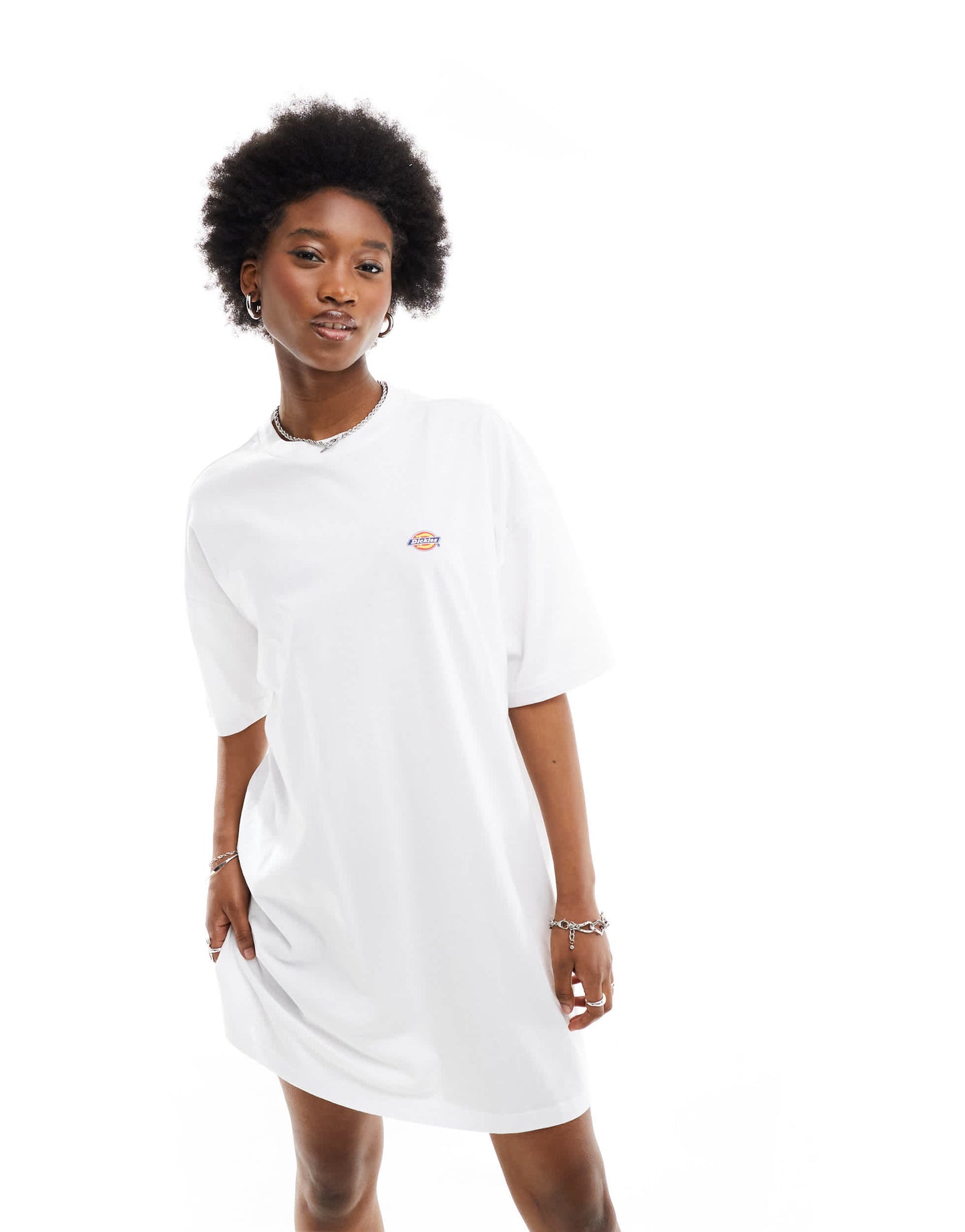Dickies mapleton t-shirt dress in white