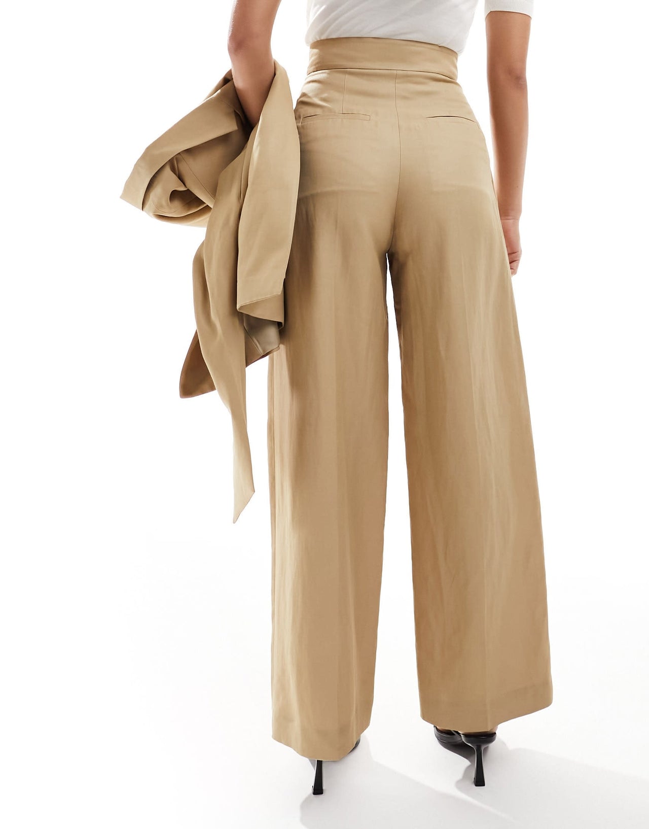 & Other Stories co-ord linen blend high waist trousers in beige