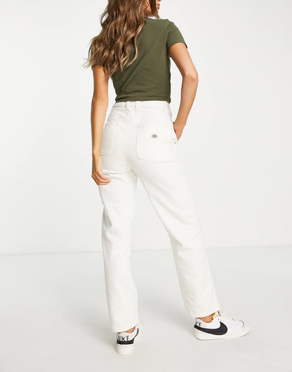 Dickies duck canvas trousers in off white