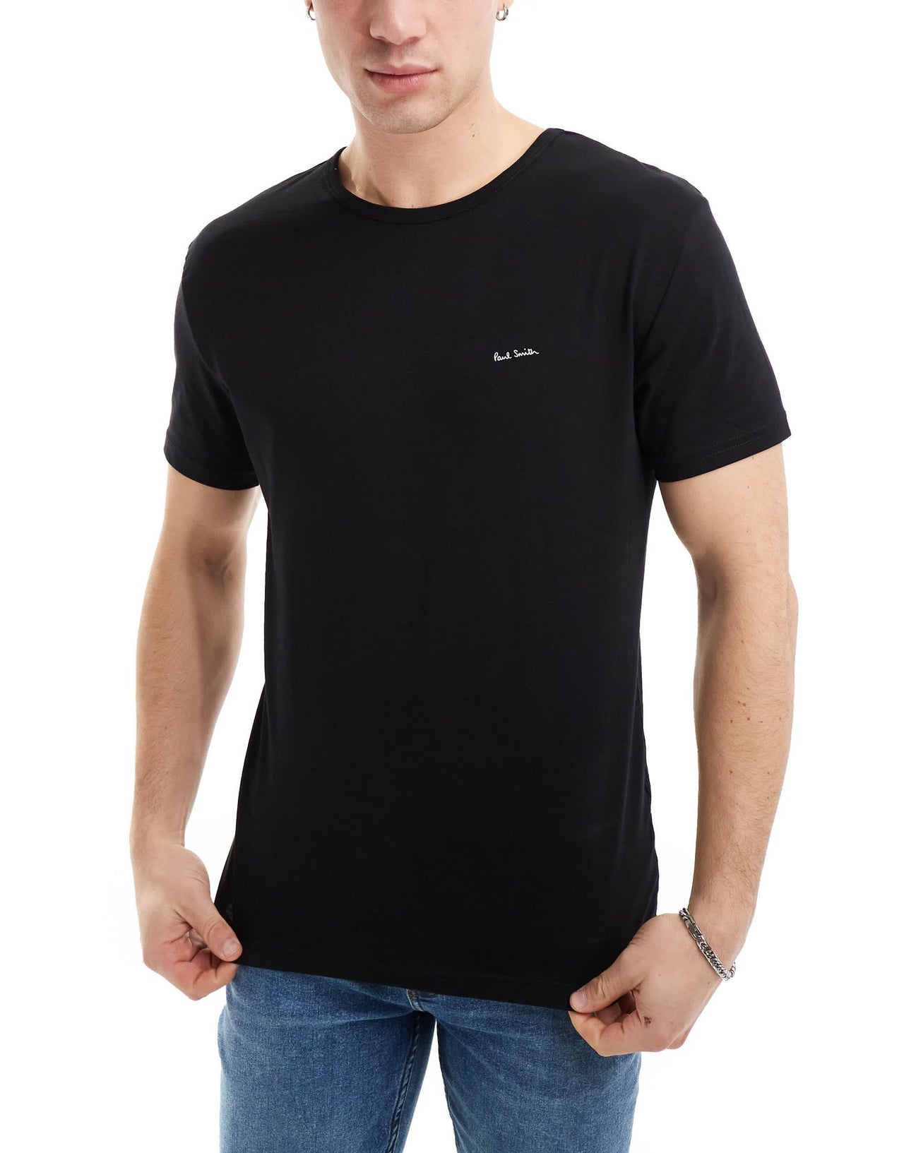 Paul Smith 3 pack loungewear t-shirts with logo in black