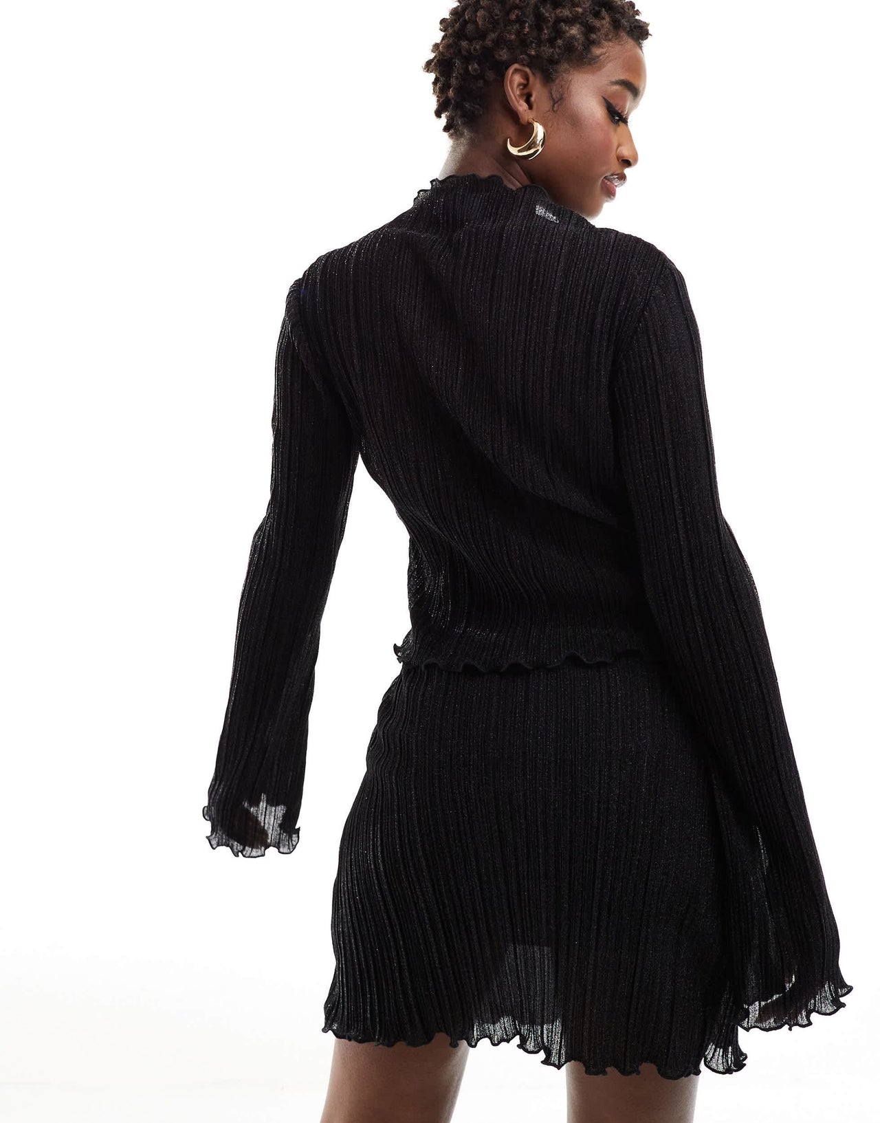 ASOS DESIGN high neck top in black plisse