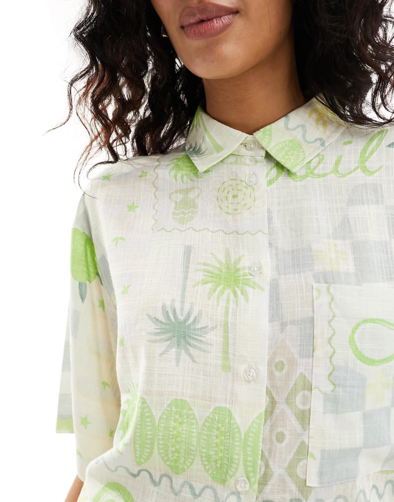 ASOS DESIGN cropped shirt with layered print