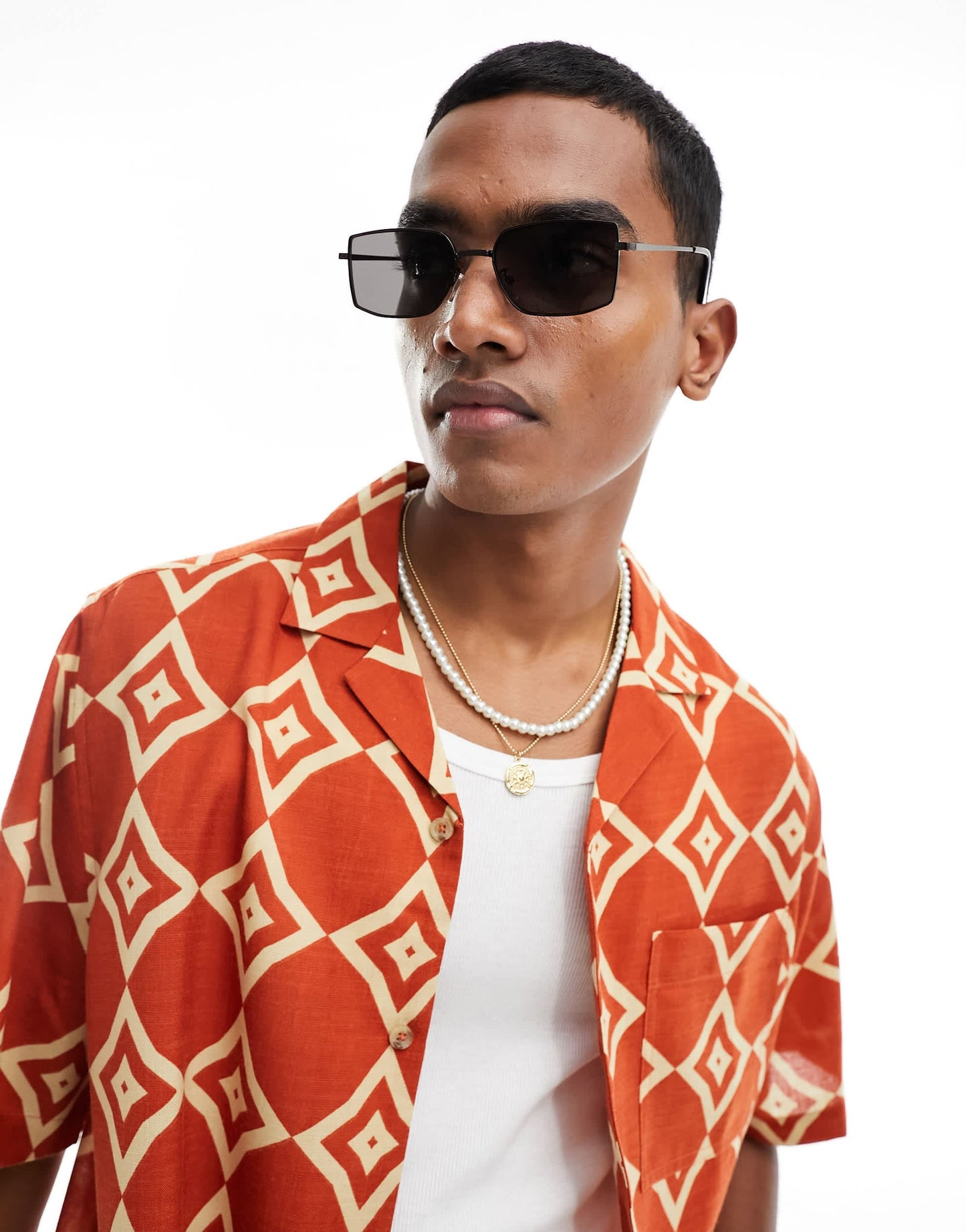 New Look metal rectangle framed sunglasses in black